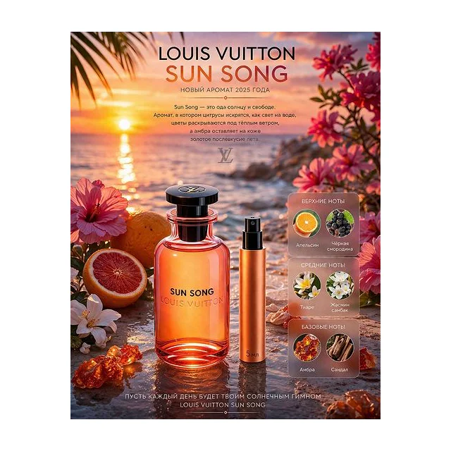 LOUIS VUITTON SUN SONG Вода парфюмерная унисекс 5 мл Отливант купить