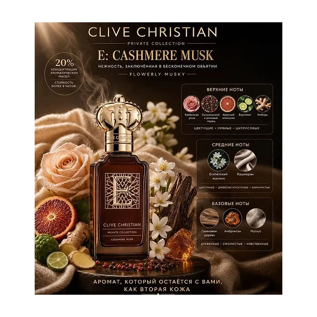 Clive Christian E Cashmere Musk Парфюмерная вода для женщин 50 мл CLIVE CHRISTIAN купить