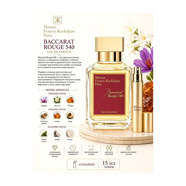 Maison Francis Kurkdjian Baccarat Rouge 540 Парфюмерная вода унисекс 15 мл Отливант купить