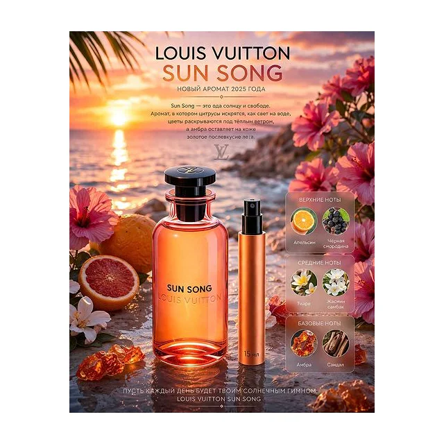 LOUIS VUITTON SUN SONG Вода парфюмерная унисекс 15 мл Отливант купить