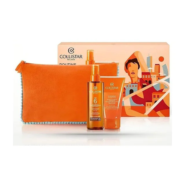 Collistar - Набор для загара 2024 Moisturizing Dry Oil SPF6 200 мл + After-Sun Shower Shampoo 150 мл + Сумочка Collistar купить