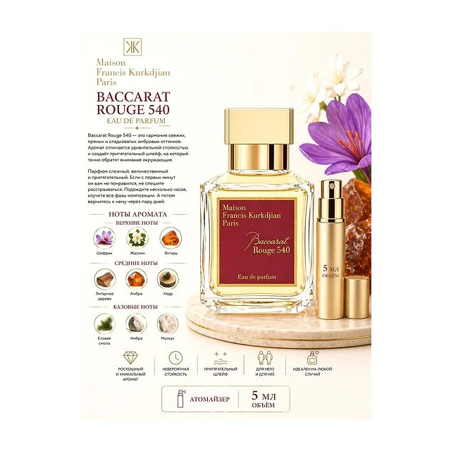 Maison Francis Kurkdjian Baccarat Rouge 540 Парфюмерная вода унисекс 5 мл Отливант купить
