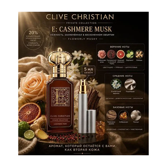 Clive Christian E Cashmere Musk Парфюмированная вода 5 мл Отливант купить