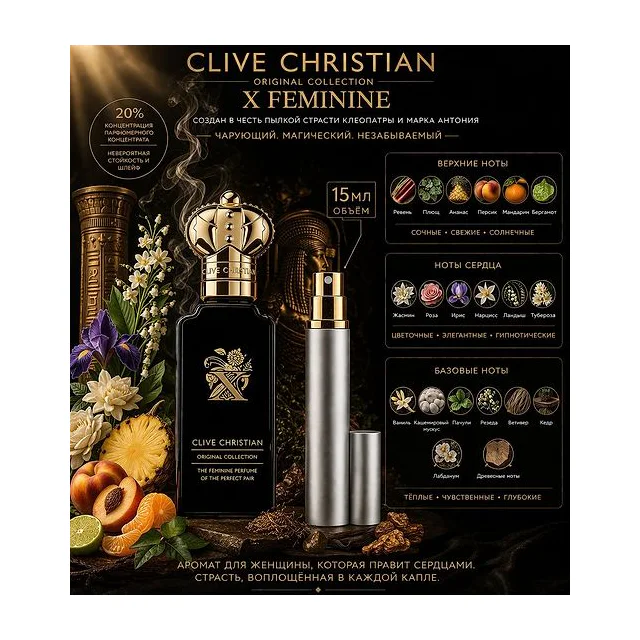 Clive Christian X Feminine Парфюмированная вода для женщин 15 мл Отливант купить