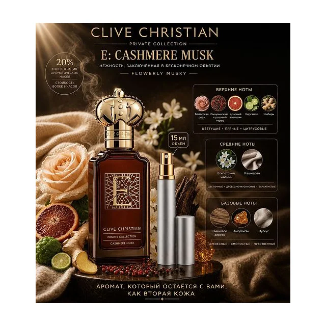 Clive Christian E Cashmere Musk Парфюмированная вода 15 мл Отливант купить