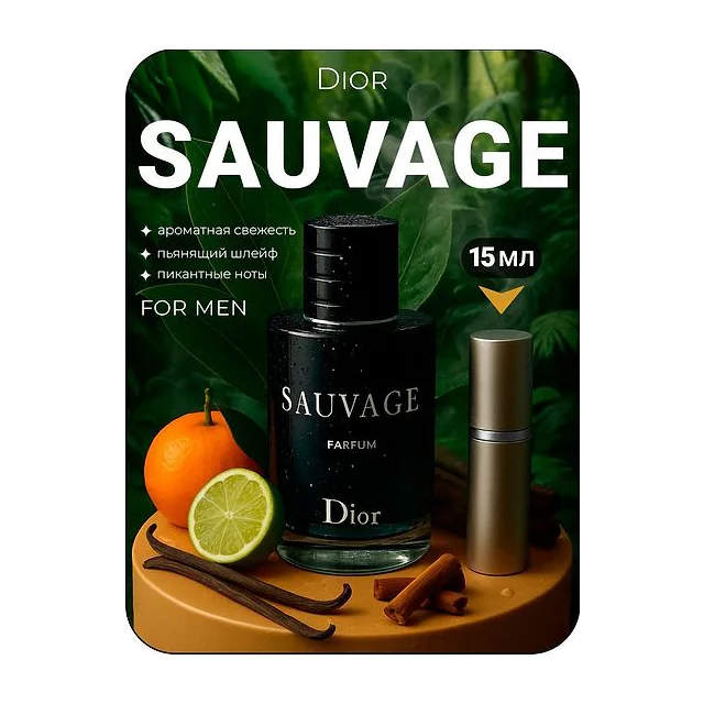 Dior Sauvage parfum Мужские духи 15 мл (Отливант) купить