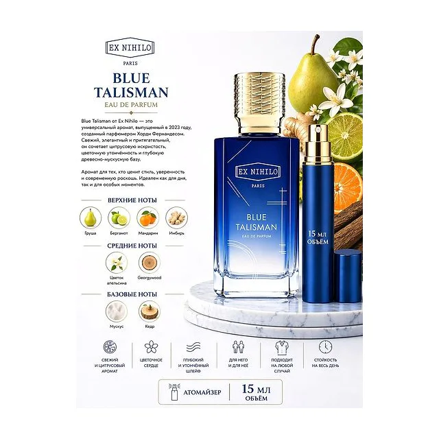Ex Nihilo Blue Talisman Парфюмерная вода 15 мл Отливант купить