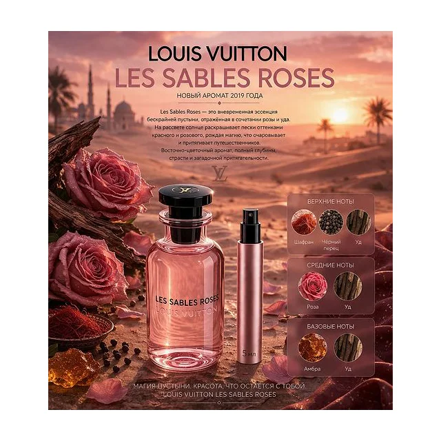 Louis Vuitton LES SABLES ROSES Парфюмерная вода унисекс 5 мл Отливант купить