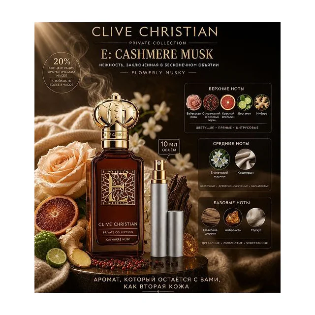 Clive Christian E Cashmere Musk Парфюмированная вода 10 мл Отливант купить