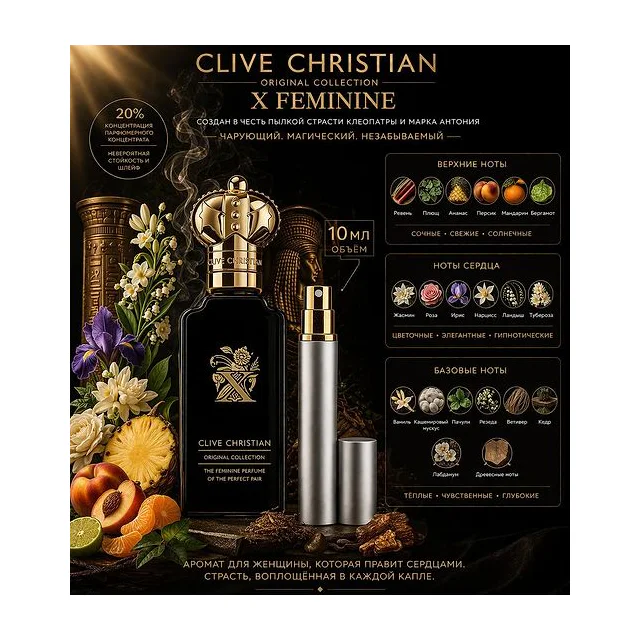 Clive Christian X Feminine Парфюмированная вода для женщин 10 мл Отливант купить