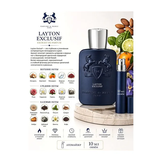 PARFUMS DE MARLY LAYTON EXCLUSIF Парфюмерная вода 10 мл Отливант купить