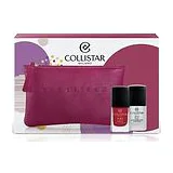 Collistar - Набор: Puro Smalto Nail Polish N111 Red Milan Лак для ногтей красный 10 мл + База 3в1 -Укрепитель-Фиксатор 10 мл + косметичка фото 1