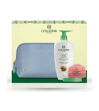Collistar - Набор: Body Sublime Melting Milk молочко для тела 400 мл + Talasso Scrub Energizzante 150 гр + Косметичка Collistar