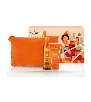Collistar - Набор для загара 2024 Moisturizing Dry Oil SPF6 200 мл + After-Sun Shower Shampoo 150 мл + Сумочка Collistar