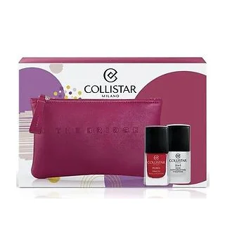 Collistar - Набор: Puro Smalto Nail Polish N111 Red Milan Лак для ногтей красный 10 мл + База 3в1 -Укрепитель-Фиксатор 10 мл + косметичка Collistar