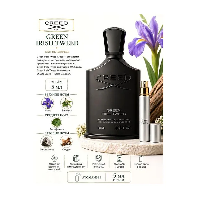 Creed Green Irish Tweed Парфюмированная вода для мужчин 5 мл Отливант купить